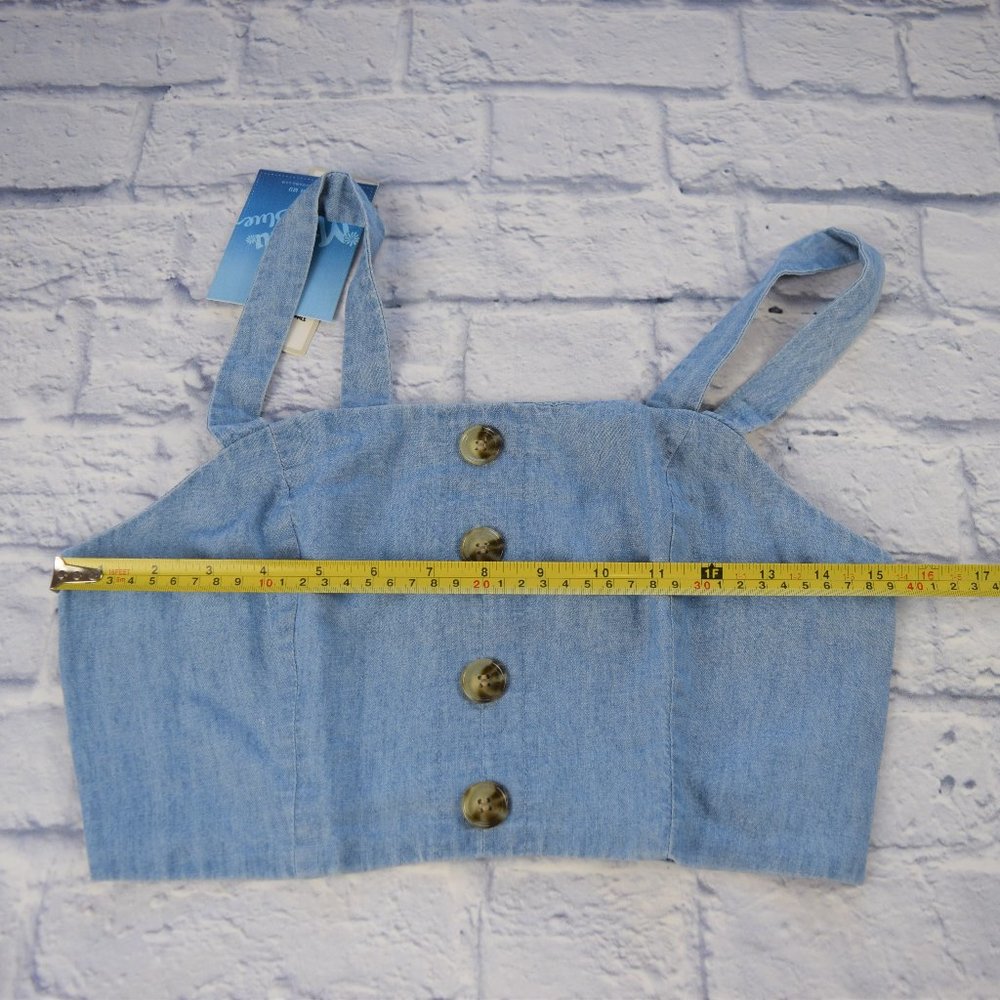 NWT Show Me Your Mumu Adeline Chambray Crop Top M - Picture 8 of 9